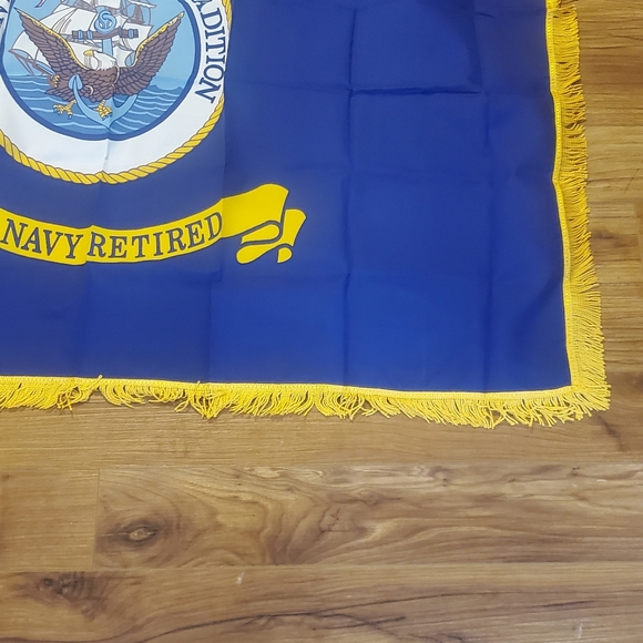 Navy Retired Flag with Gold Fringe US Navy - Picture 4 of 9